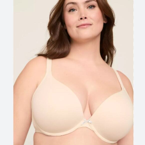 NWOT Cacique Cotton Boost Beige Plunge Bra Size 42DDD - Picture 1 of 5